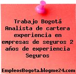Trabajo Bogotá Analista de cartera experiencia en empresas de seguros 2 años de experiencia Seguros