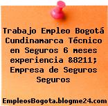 Trabajo Empleo Bogotá Cundinamarca Técnico en Seguros 6 meses experiencia &8211; Empresa de Seguros Seguros