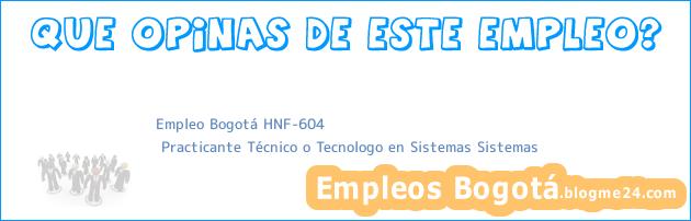 Empleo Bogotá HNF-604 | Practicante Técnico o Tecnologo en Sistemas Sistemas