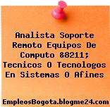 Analista Soporte Remoto Equipos De Computo &8211; Tecnicos O Tecnologos En Sistemas O Afines