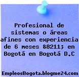 Profesional de sistemas o áreas afines con experiencia de 6 meses &8211; en Bogotá en Bogotá D.C