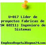 U-017 Lider de proyectos Fabricas de SW &8211; Ingeniero de Sistemas