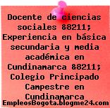 Docente de ciencias sociales &8211; Experiencia en básica secundaria y media académica en Cundinamarca &8211; Colegio Principado Campestre en Cundinamarca