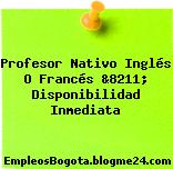 Profesor Nativo Inglés O Francés &8211; Disponibilidad Inmediata