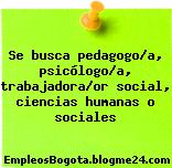 Se busca pedagogo/a, psicólogo/a, trabajadora/or social, ciencias humanas o sociales