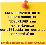 GRAN CONVOCATORIA COORDINADOR DE SEGURIDAD con experiencia certificada en centros comerciales