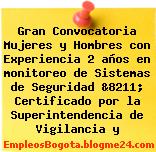 Gran Convocatoria Mujeres y Hombres con Experiencia 2 años en monitoreo de Sistemas de Seguridad &8211; Certificado por la Superintendencia de Vigilancia y