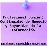 Profesional Junior: Continuidad de Negocio y Seguridad de la Información